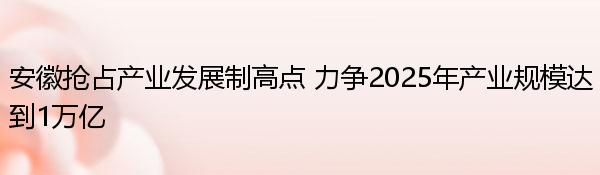 安徽搶占產業(yè)發(fā)展制高點 力爭2025年產業(yè)規(guī)模達到1萬億
